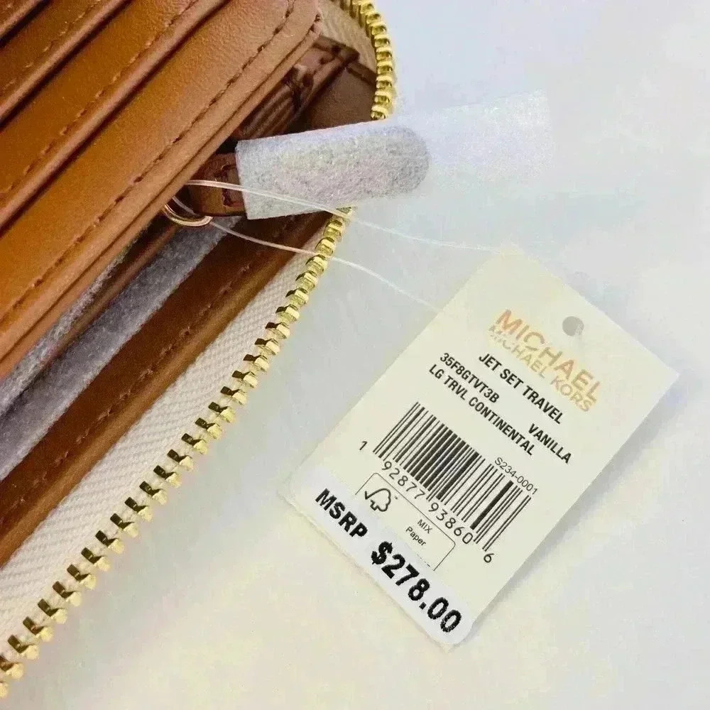 Michael Kors jet set large continental wallet vanilla new - Picture 4 of 5